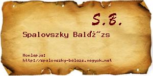 Spalovszky Balázs névjegykártya